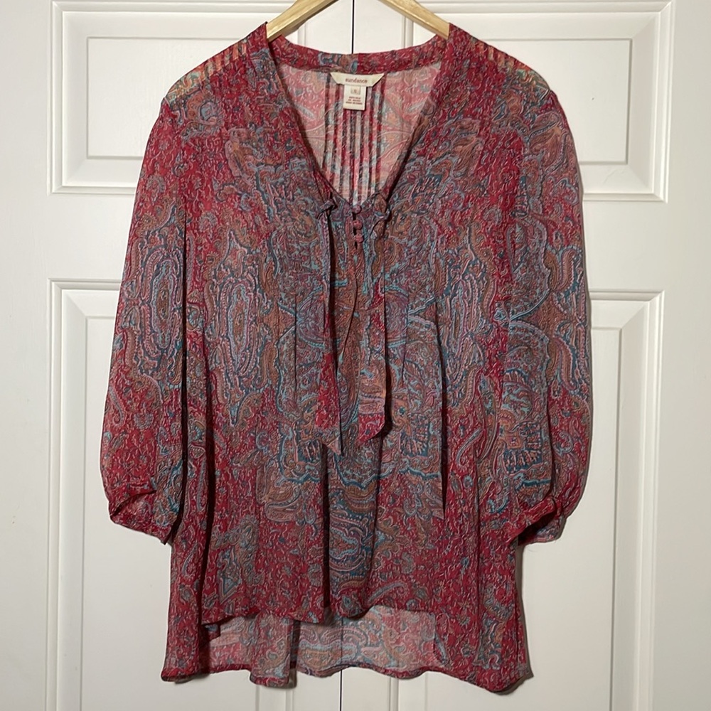 Sundance Paisley Sheer Silk Blouse